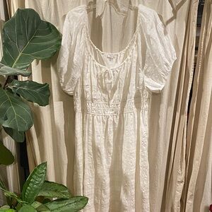 Madewell Cream Puff Sleeve Midi Dress